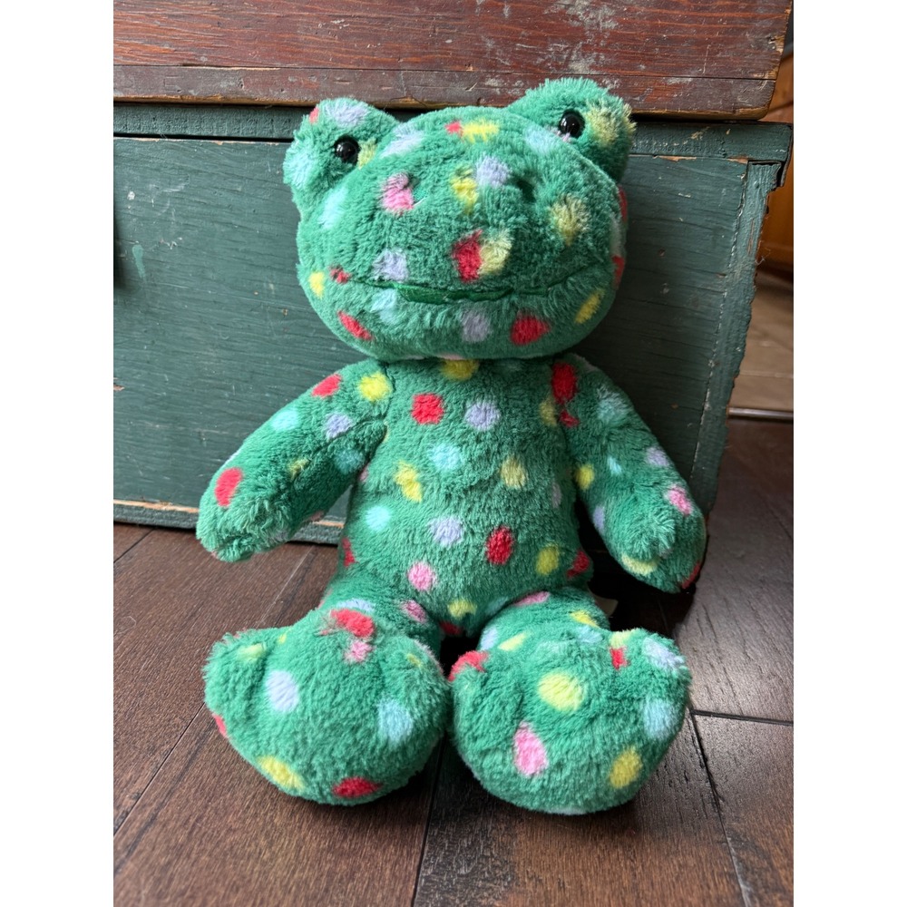 Build-A-Bear Workshop Green Polka Dot Frog Plush Stuffed Animal 16 Inch Toy